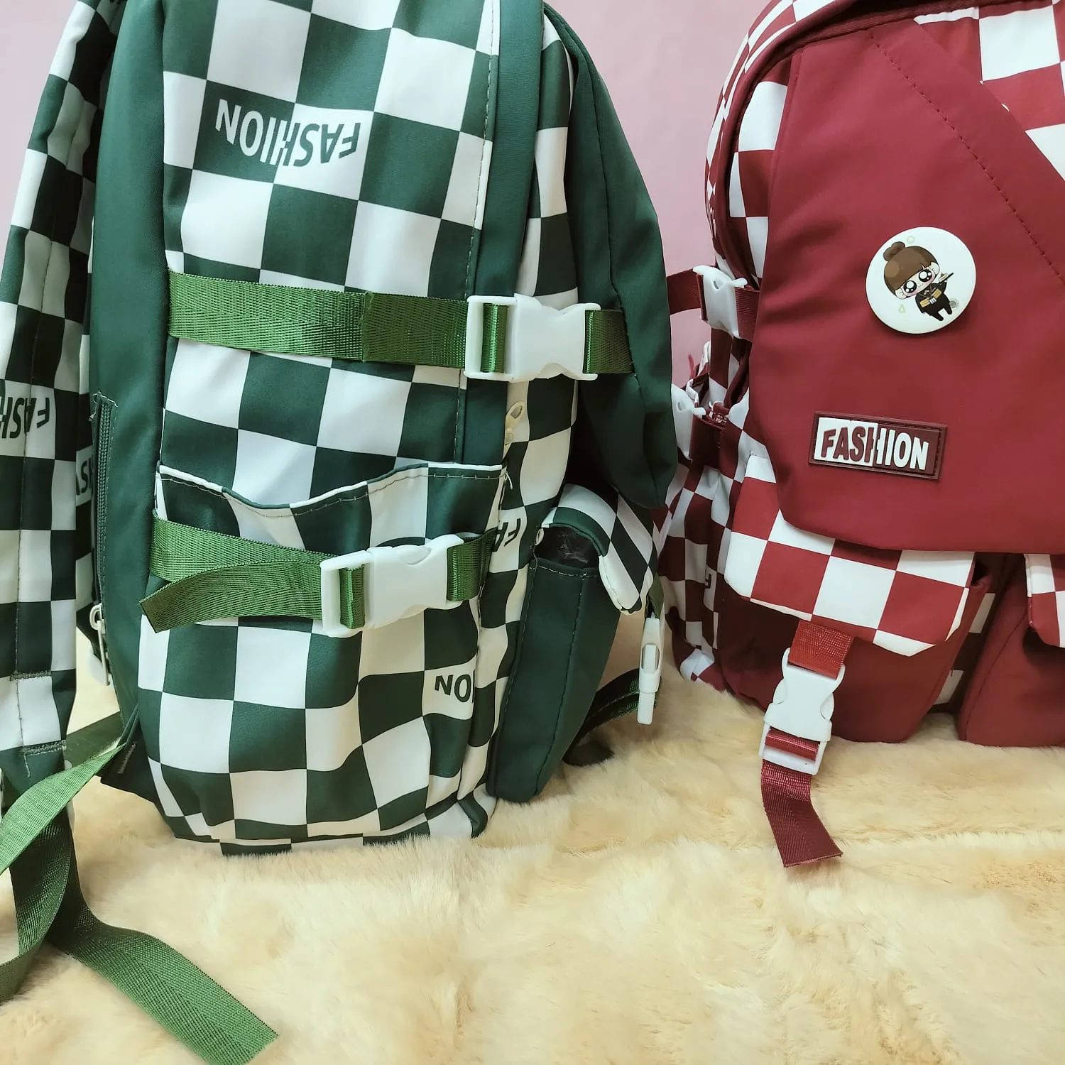 Printed Checks Backpack