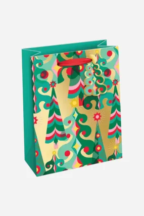 Punch Studio Vert Gold Trees Large Gift Bag