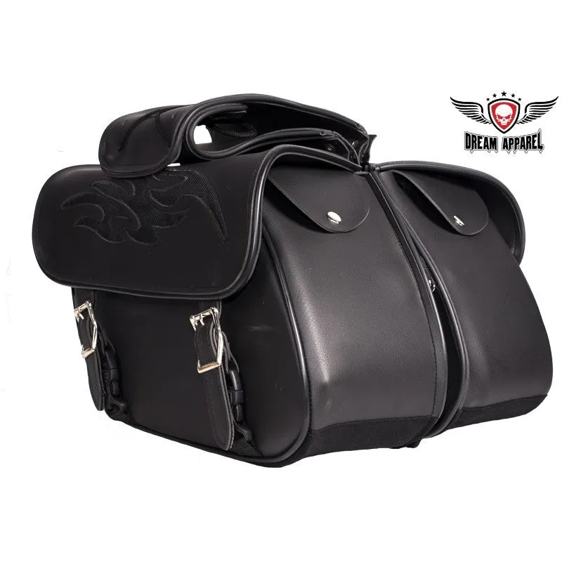 PVC Motorcycle Saddlebag with Flame