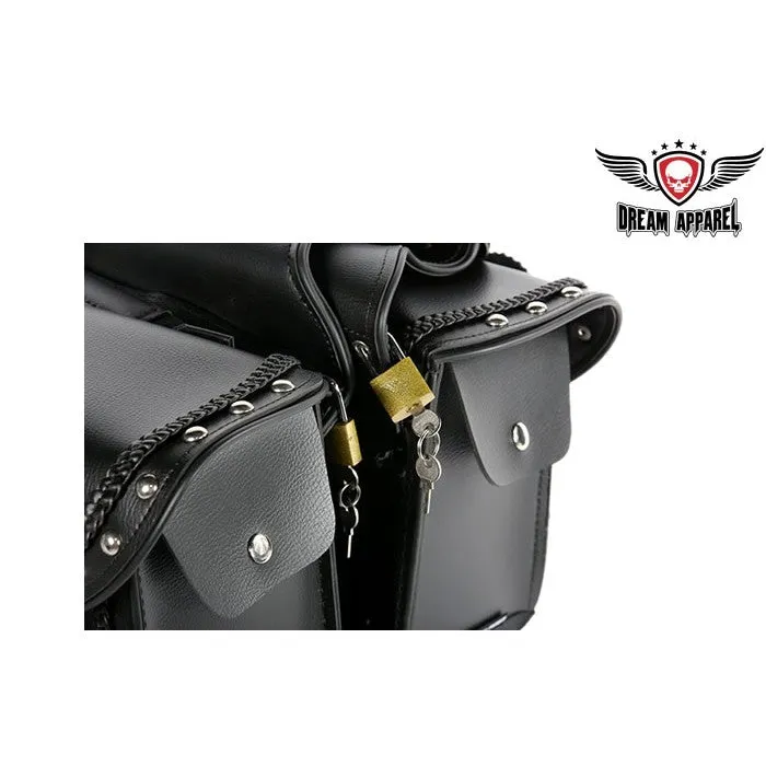 PVC Motorcycle Saddlebag With Quick Release & Studs