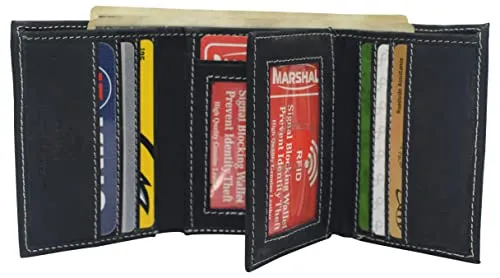 Real Vintage Leather Wallets for Men - RFID Blocking Classic Trifold Wallet with Card Slots