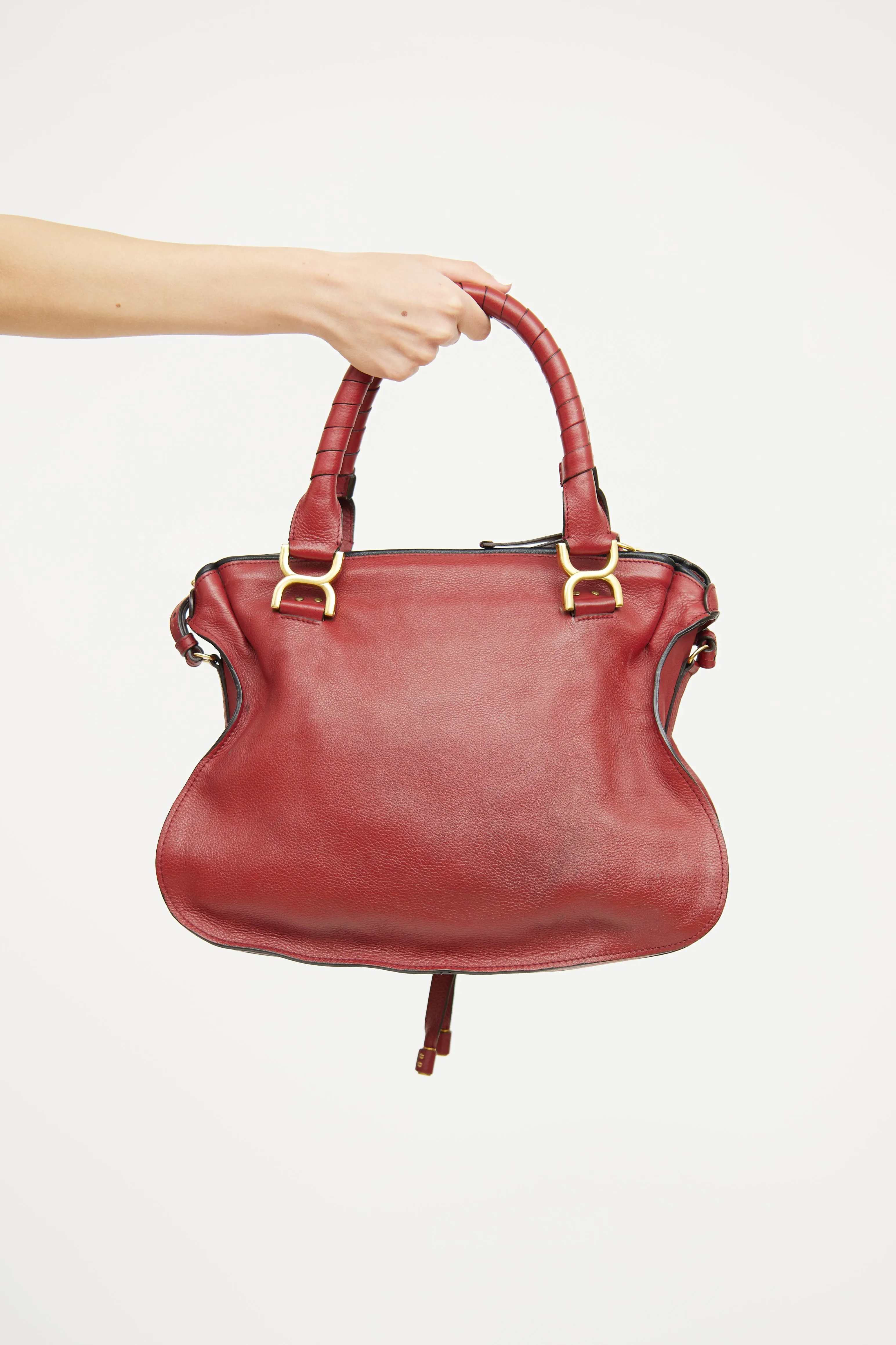 Red Leather Marcie Double Carry Bag