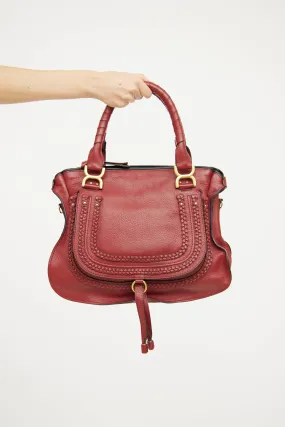 Red Leather Marcie Double Carry Bag