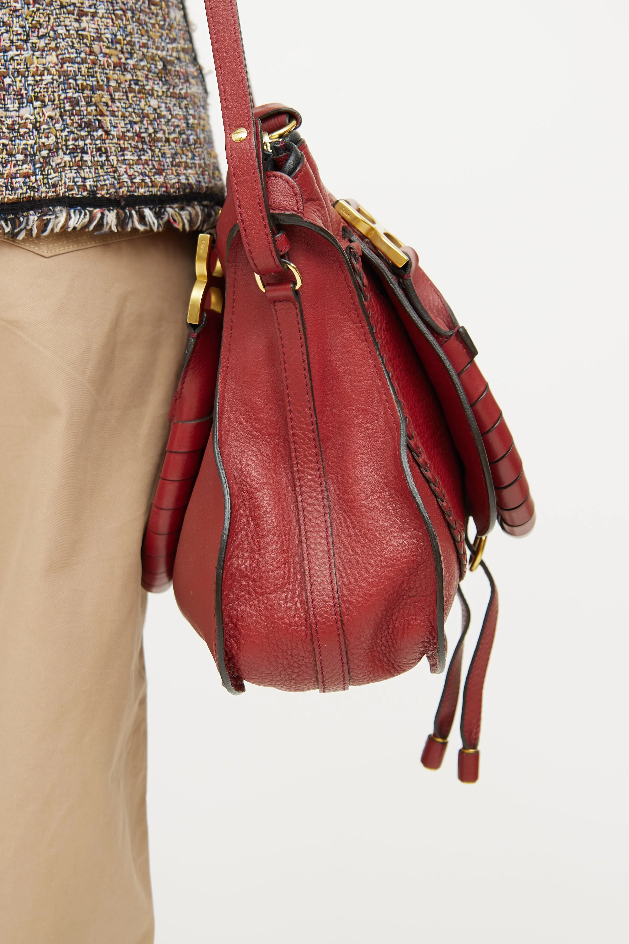 Red Leather Marcie Double Carry Bag