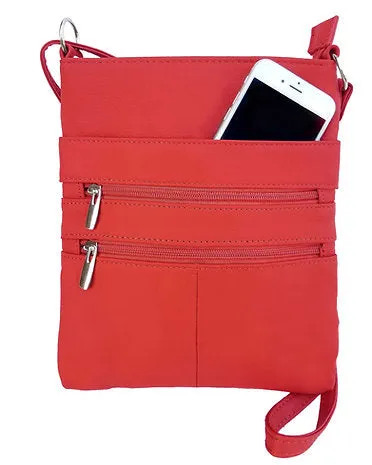 Red Mini Body Purse Multi Pocket Cross Body Handbag Adjustable Shoulder Strap Designed in the U.S.A.