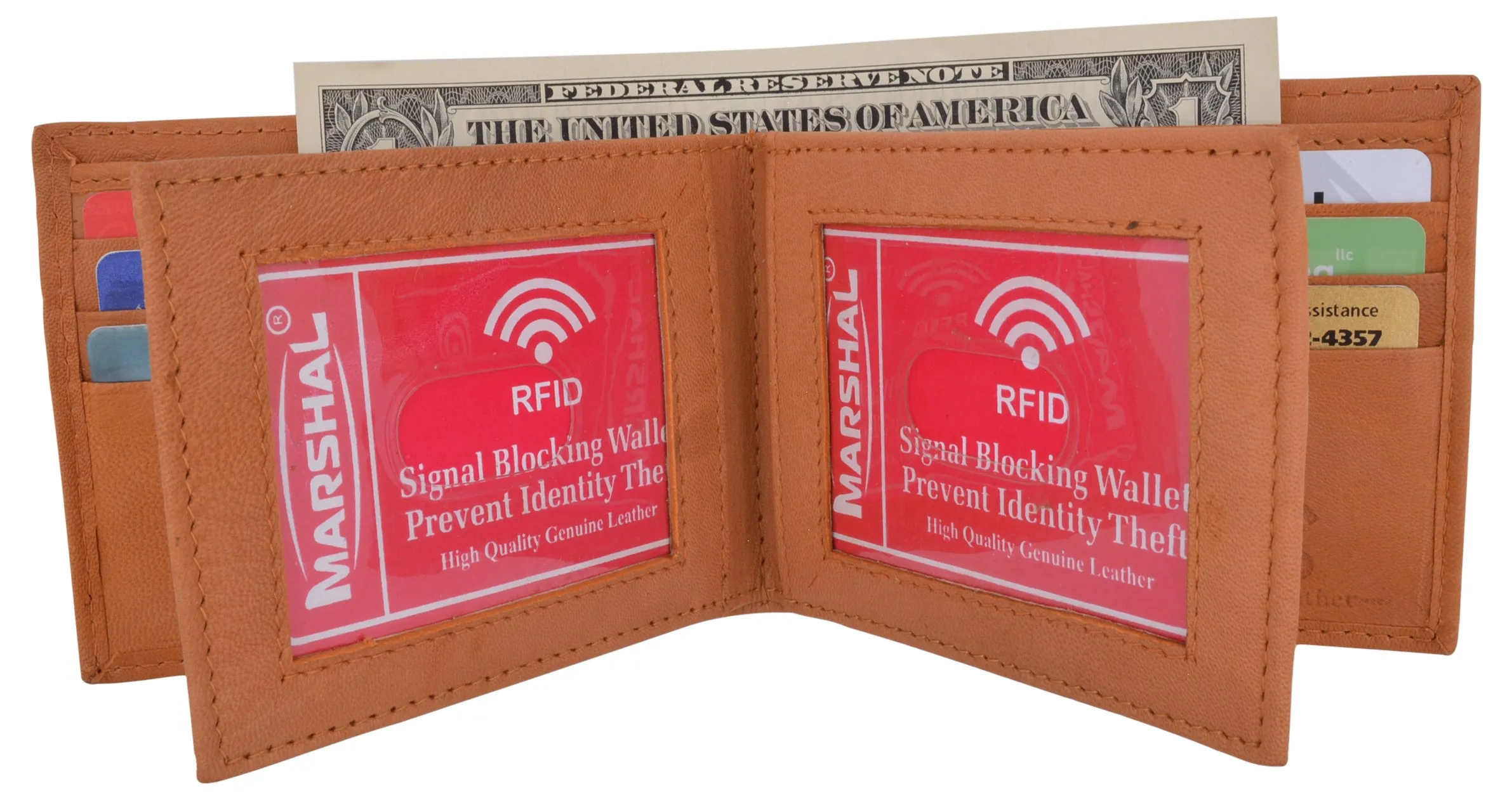 RFID Blocking Bifold Leather Mens Multi Credit Card ID Holder Wallet