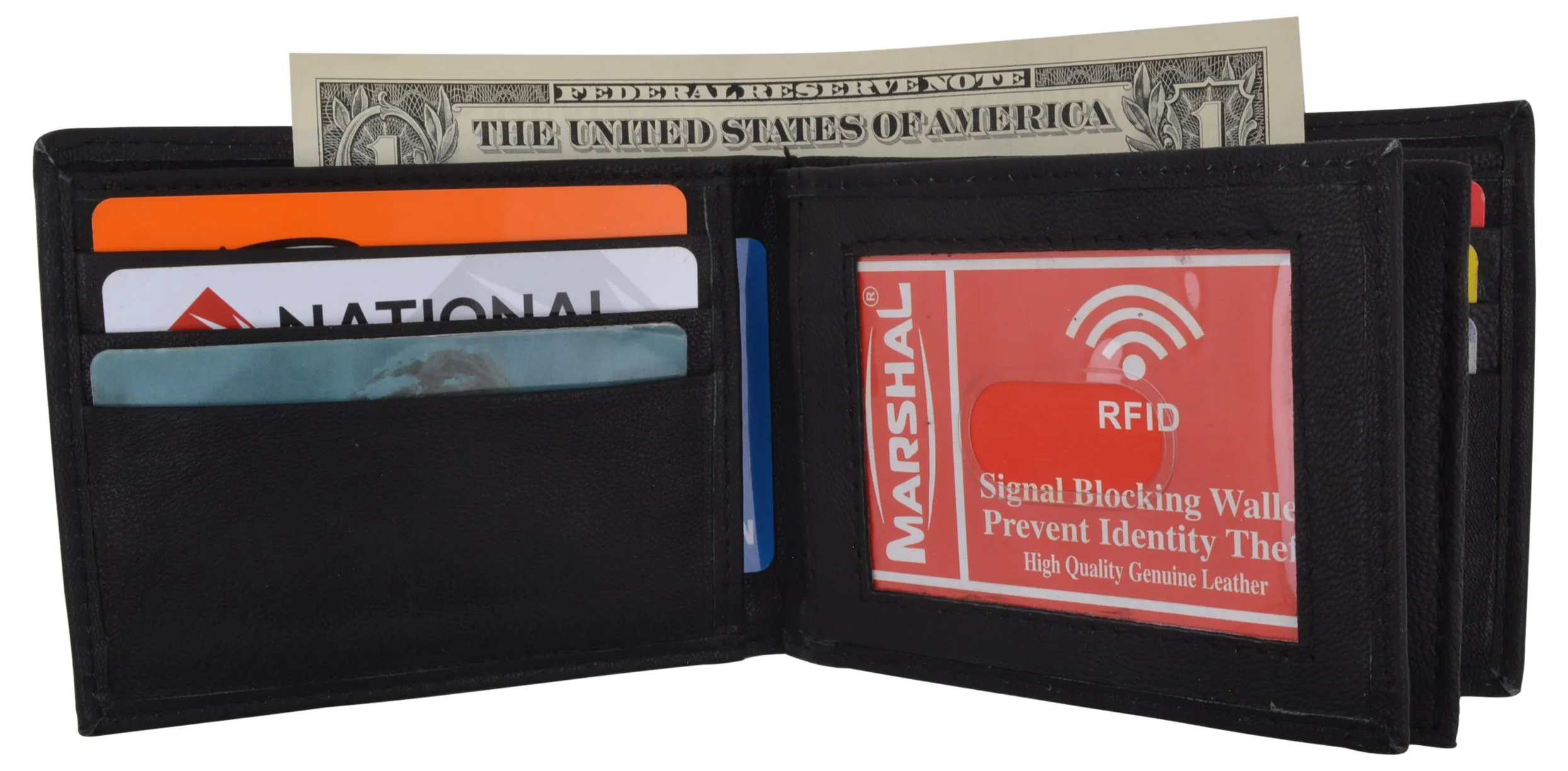 RFID Blocking Bifold Leather Mens Multi Credit Card ID Holder Wallet