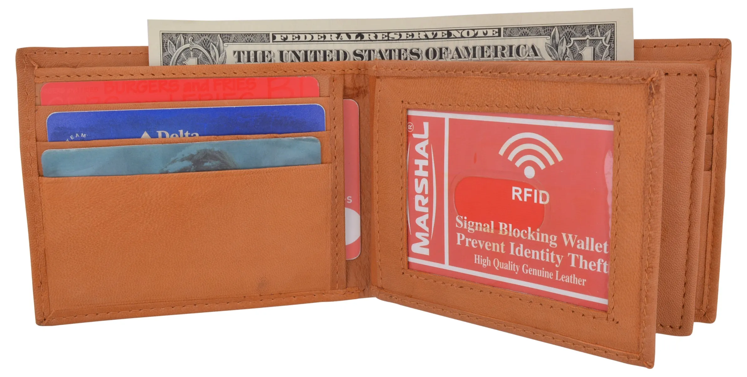 RFID Blocking Bifold Leather Mens Multi Credit Card ID Holder Wallet