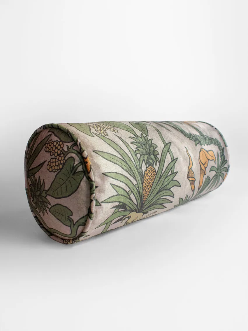 Sample Sale: Botanize Heritage 'Palm Green' Velvet Bolster Cushion