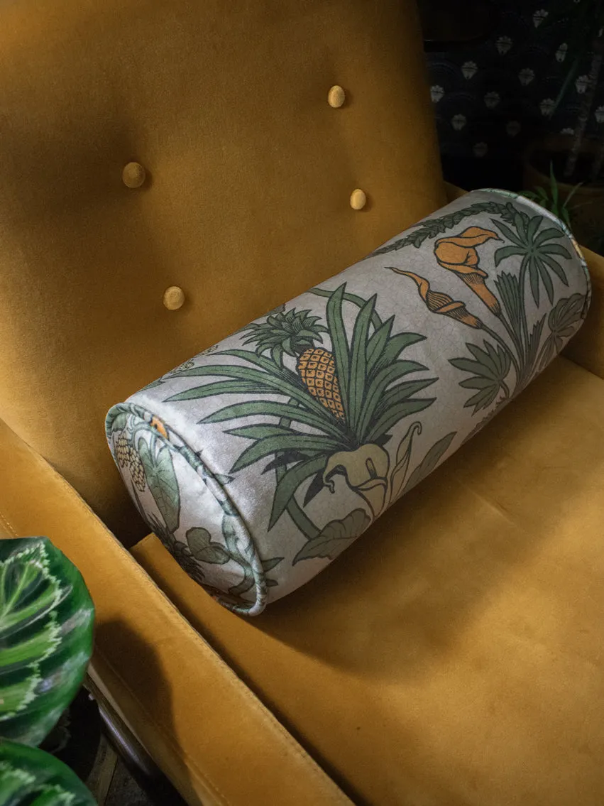 Sample Sale: Botanize Heritage 'Palm Green' Velvet Bolster Cushion