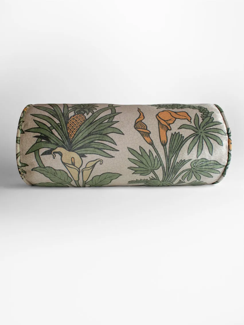 Sample Sale: Botanize Heritage 'Palm Green' Velvet Bolster Cushion