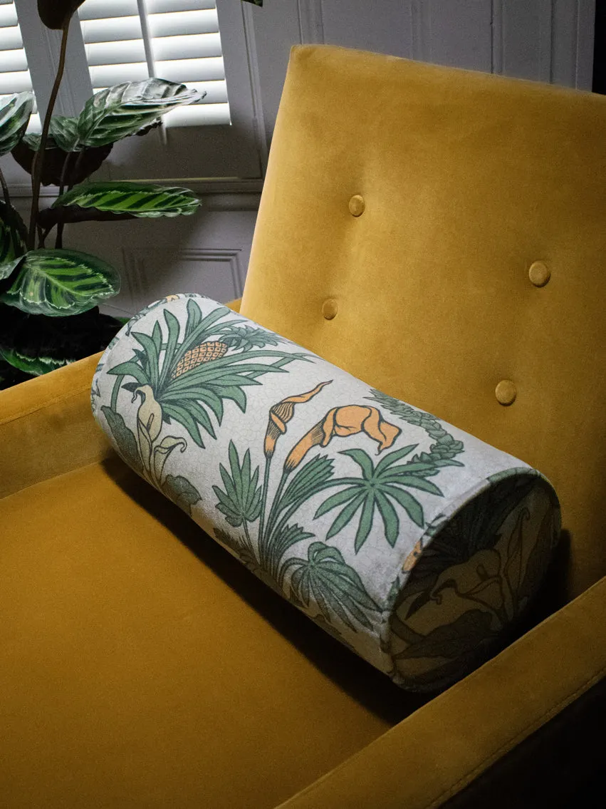 Sample Sale: Botanize Heritage 'Palm Green' Velvet Bolster Cushion