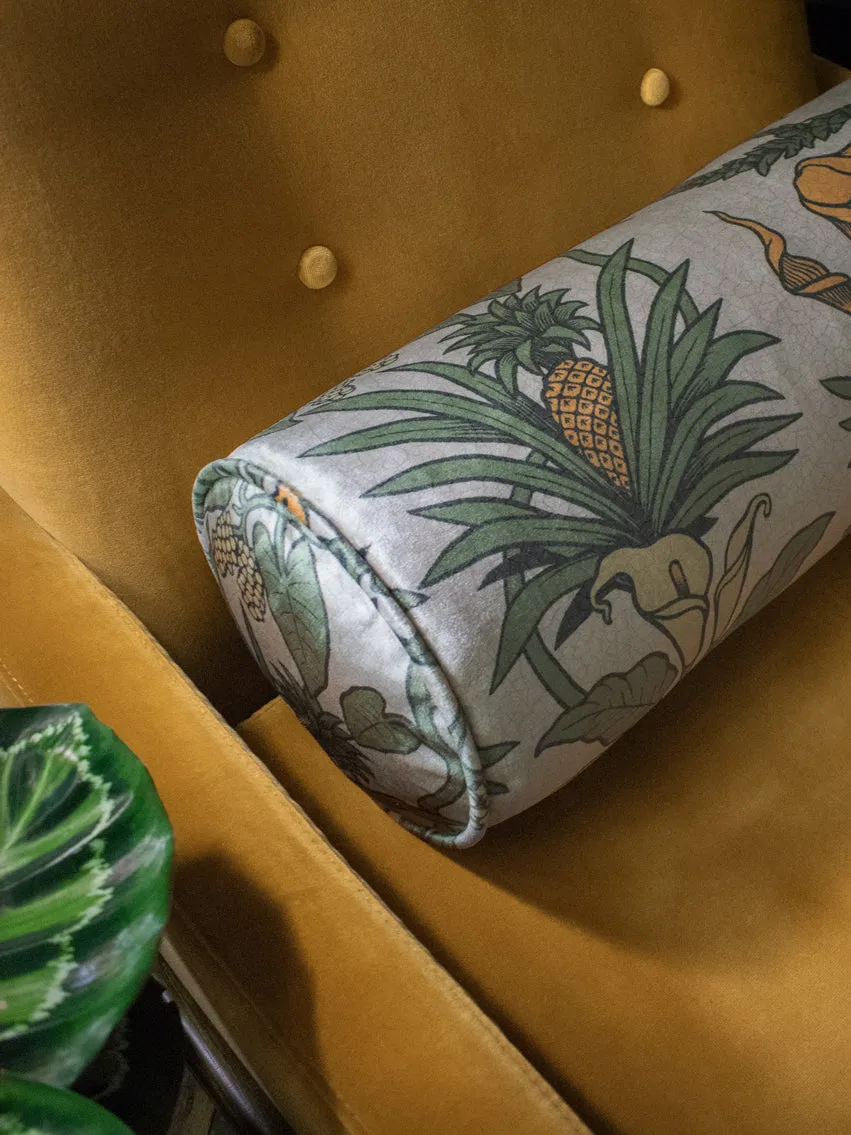 Sample Sale: Botanize Heritage 'Palm Green' Velvet Bolster Cushion