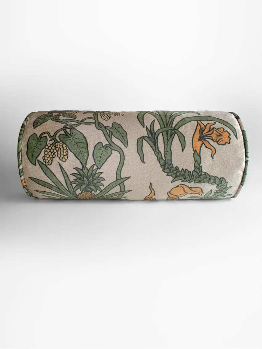 Sample Sale: Botanize Heritage 'Palm Green' Velvet Bolster Cushion