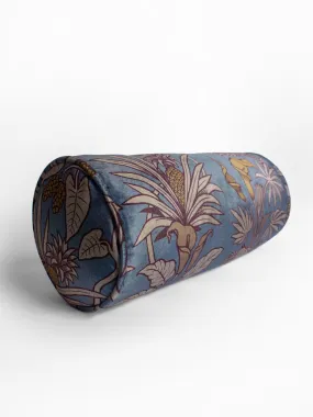 Sample Sale: Botanize Heritage 'Whale Blue' Velvet Bolster Cushion