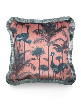 Sample Sale: Crane Fonda 'Coral' Fringed Velvet Cushion