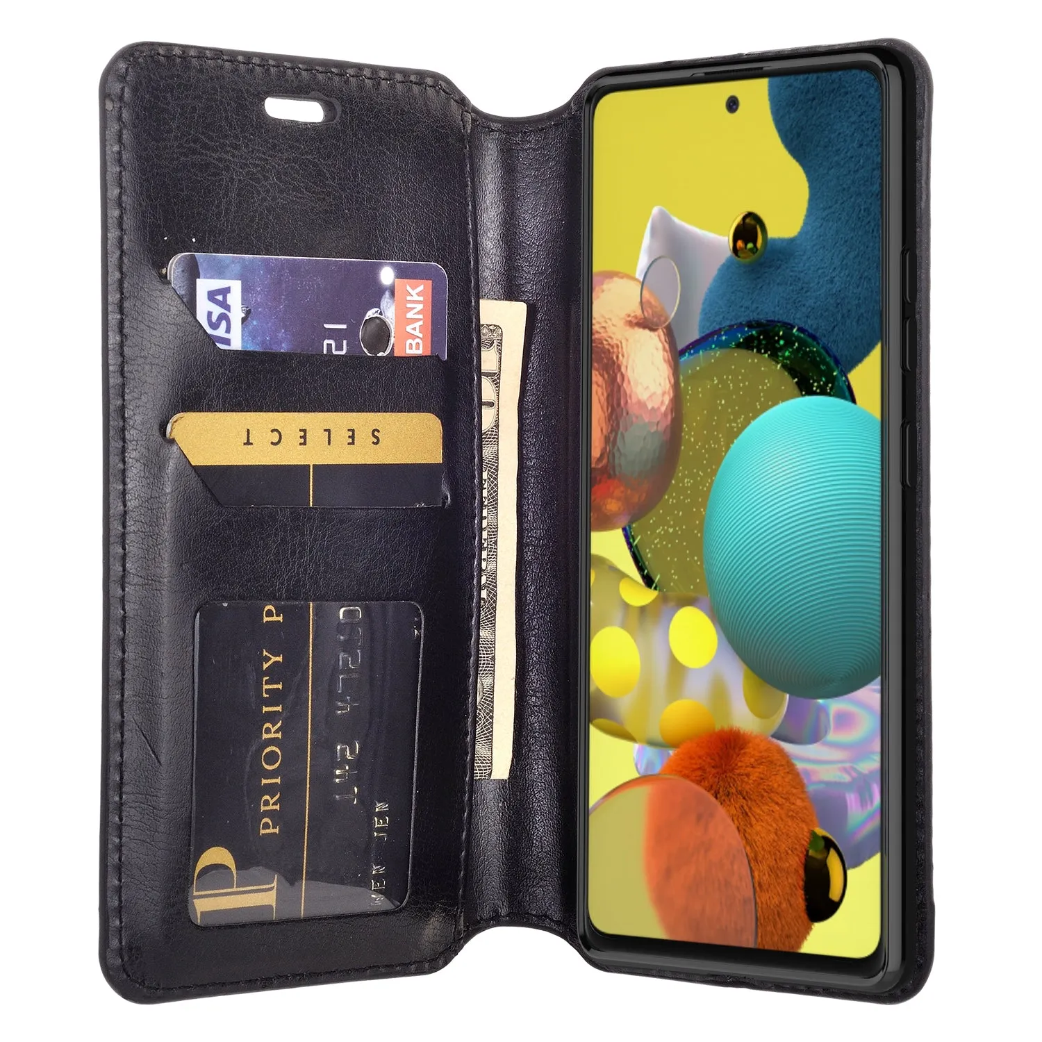 Samsung Galaxy A71 5G Case, Galaxy A71 5G Wallet Case, Pu Leather Wallet Case [Kickstand] with ID & Credit Card Slots for Galaxy A71 5G  - Black