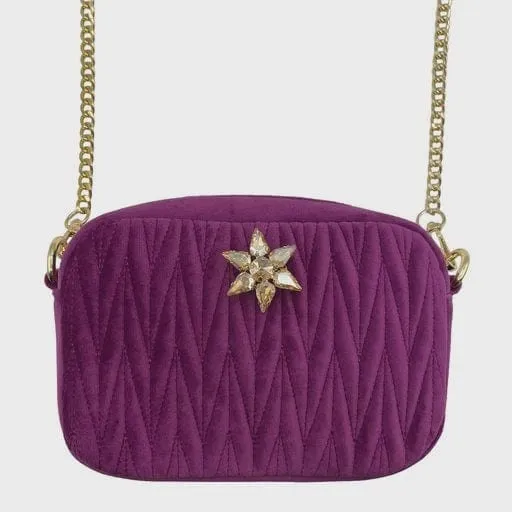 Sixton London Velvet Rivington Bag Purple Star