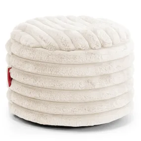 Small Round Footstool - Ultra Plush Cord Cream