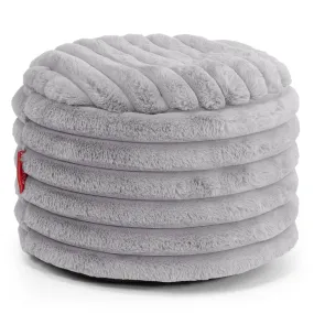 Small Round Footstool - Ultra Plush Cord Grey