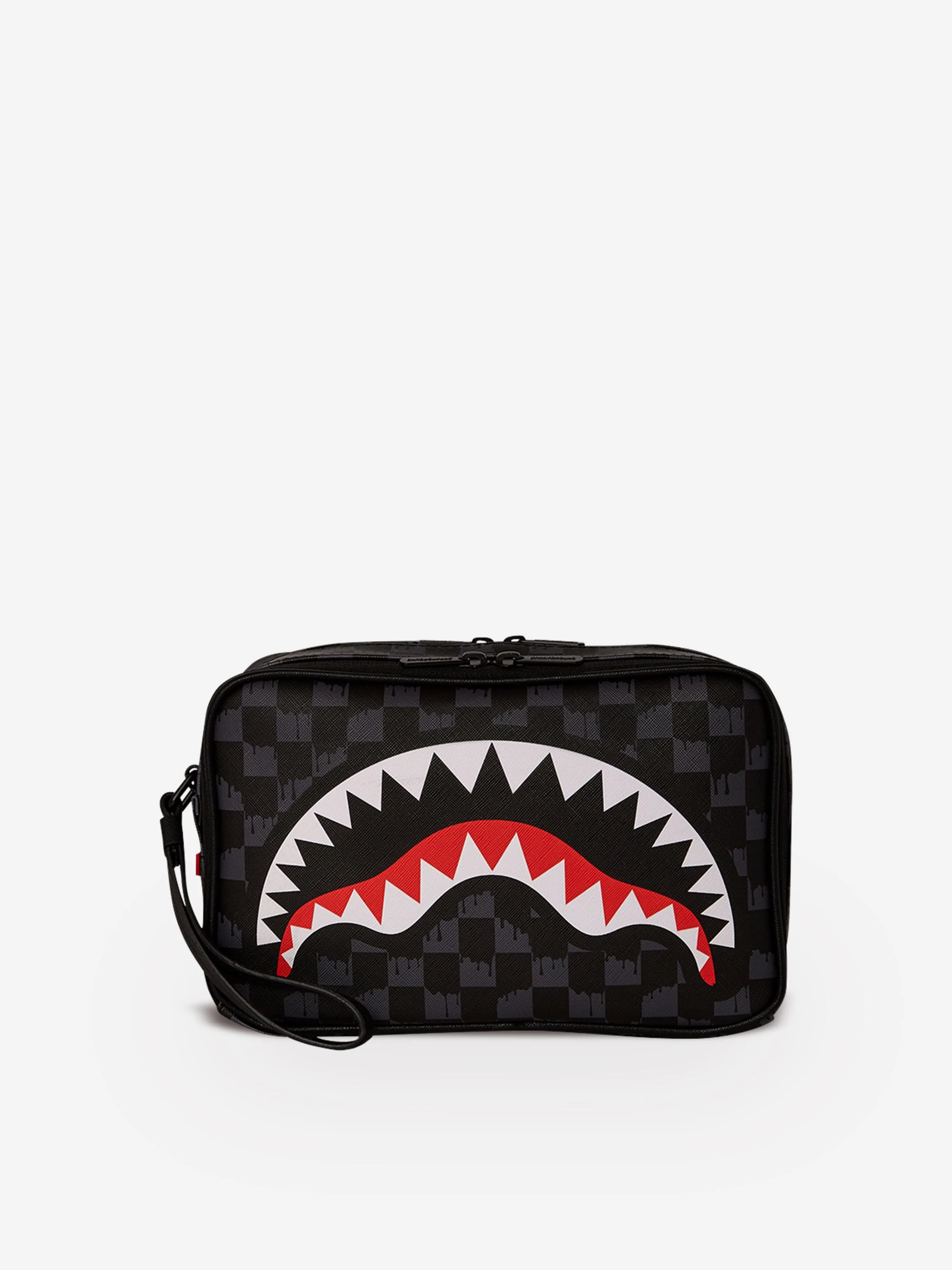 Sprayground Kids Drip Check Shark Toiletry Bag in Black (23cm)