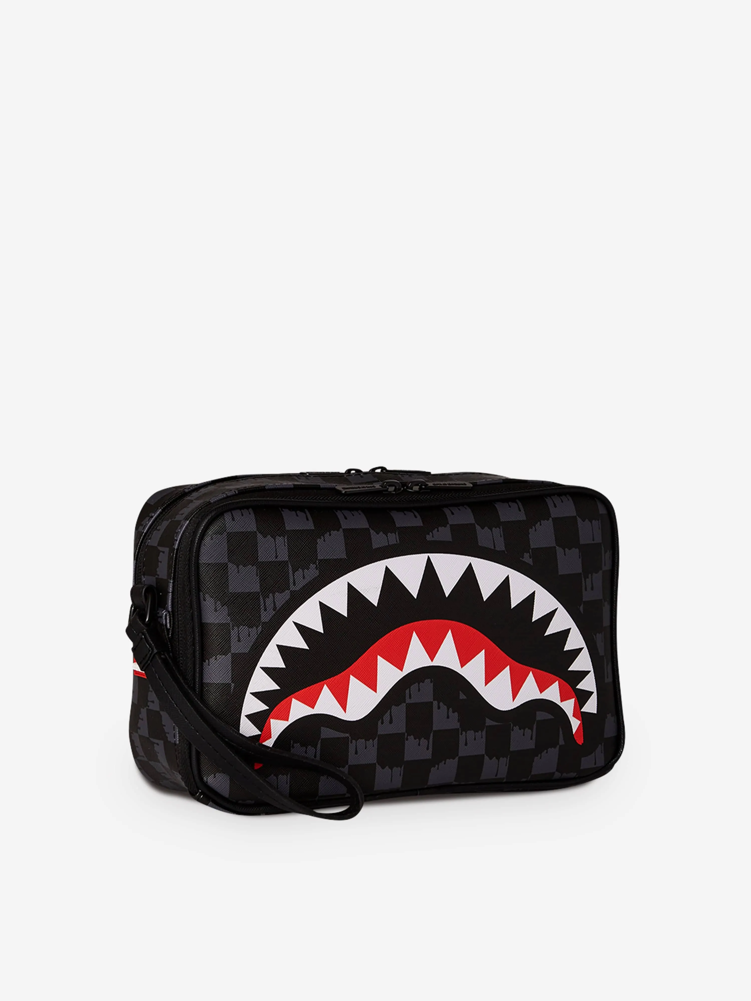 Sprayground Kids Drip Check Shark Toiletry Bag in Black (23cm)