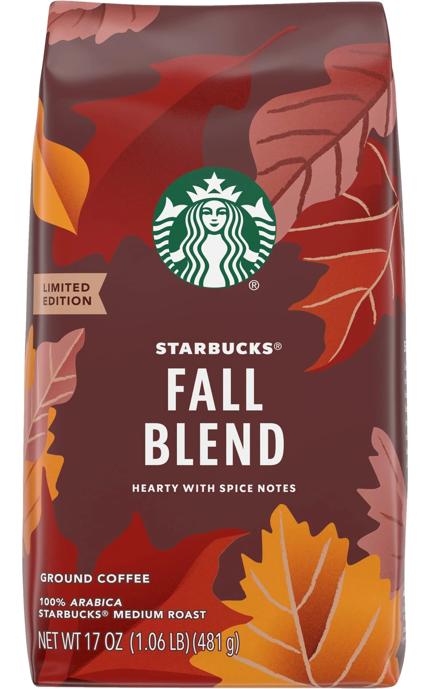 Starbucks Ground Coffee, Medium Roast Coffee, Holiday Blend, 100% Arabica, Limited Edition Holiday Coffee, 1 Bag (17 Oz)