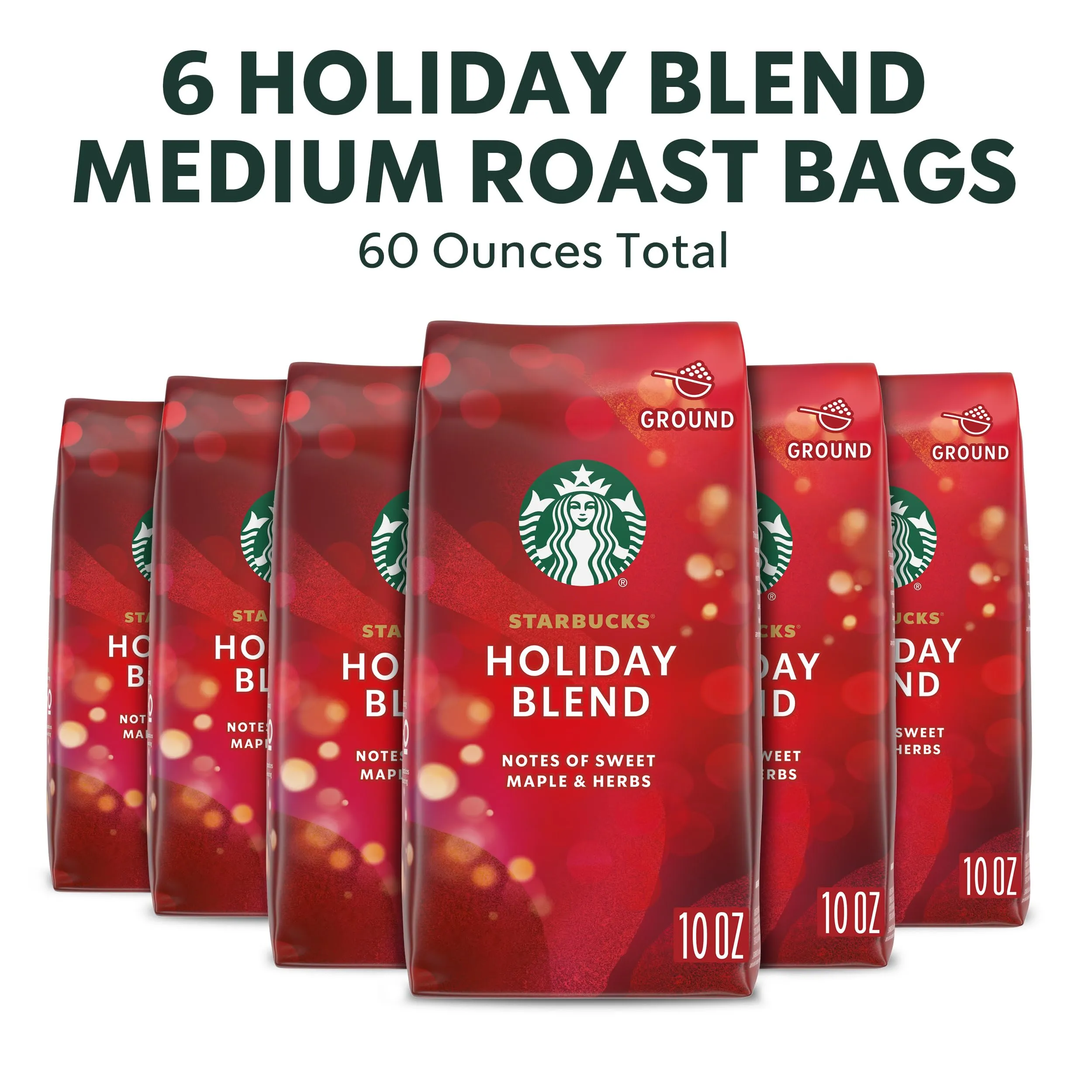 Starbucks Ground Coffee, Medium Roast Coffee, Holiday Blend, 100% Arabica, Limited Edition Holiday Coffee, 1 Bag (17 Oz)