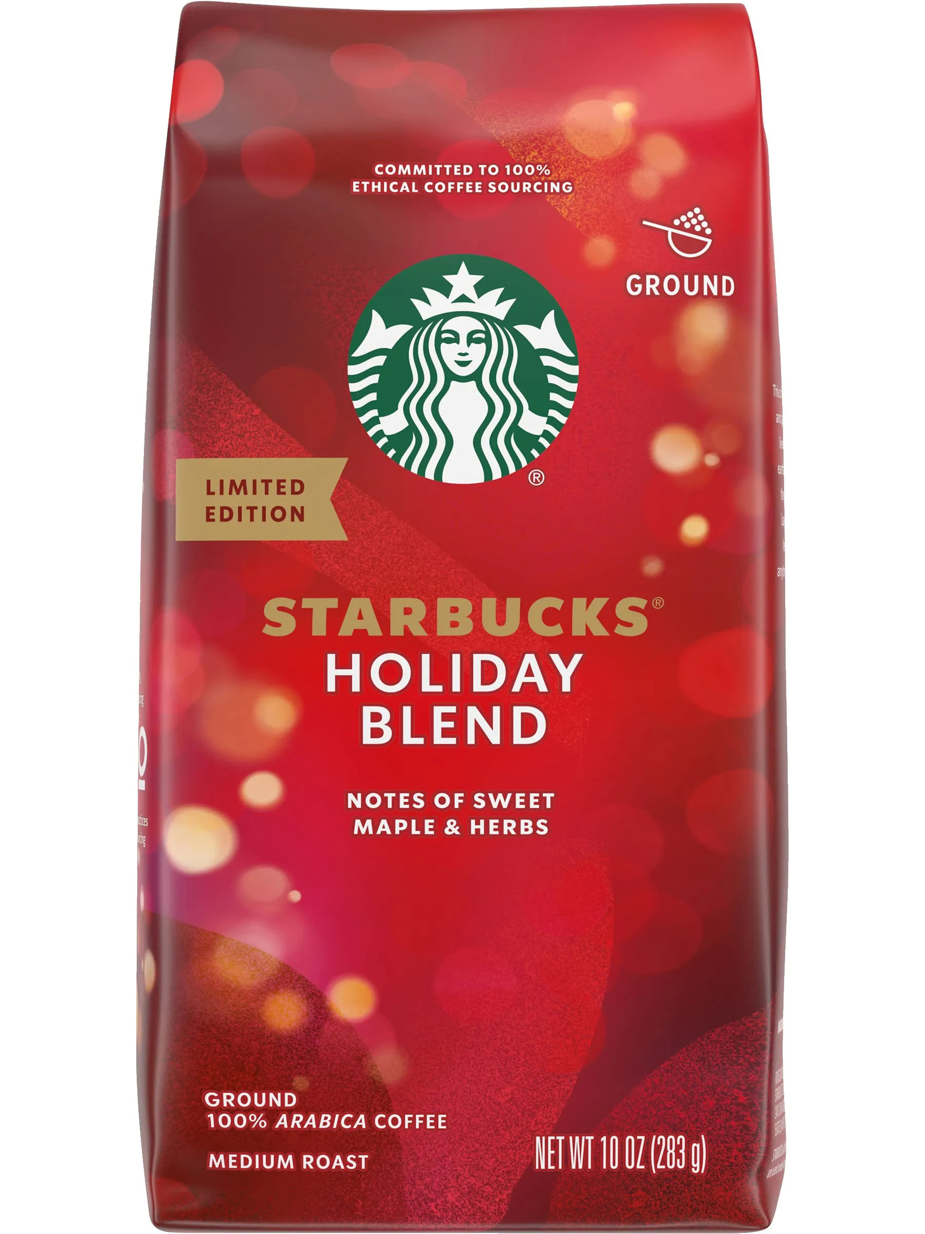 Starbucks Ground Coffee, Medium Roast Coffee, Holiday Blend, 100% Arabica, Limited Edition Holiday Coffee, 1 Bag (17 Oz)