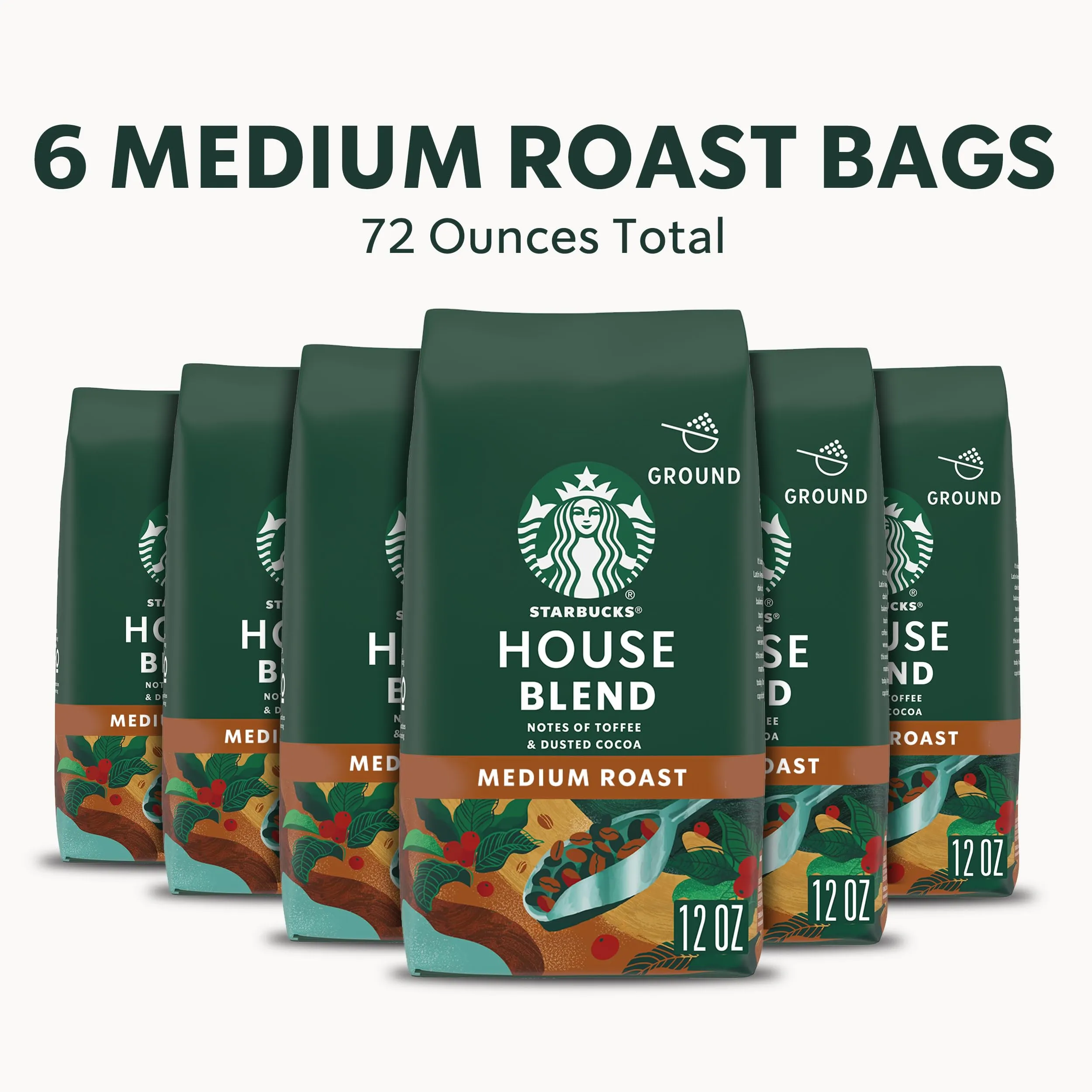 Starbucks Ground Coffee, Medium Roast Coffee, Holiday Blend, 100% Arabica, Limited Edition Holiday Coffee, 1 Bag (17 Oz)