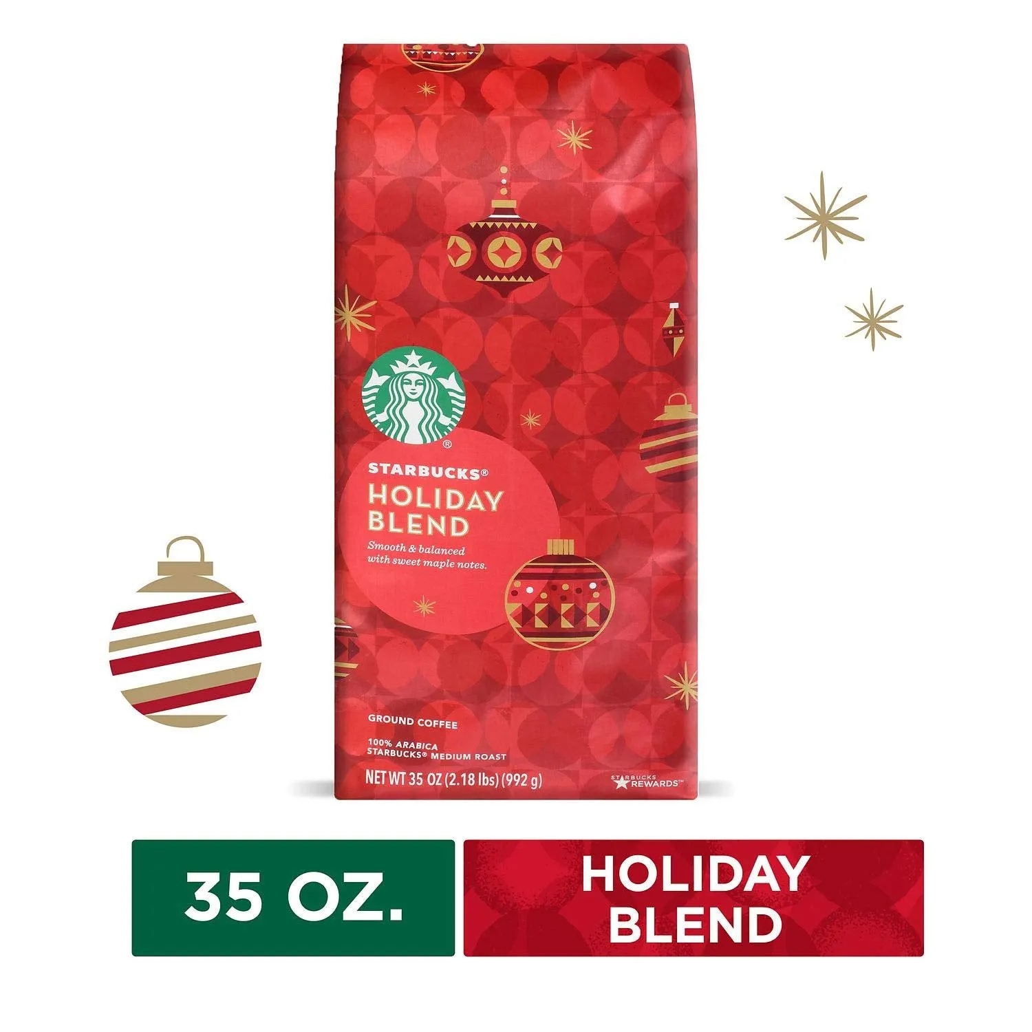 Starbucks Ground Coffee, Medium Roast Coffee, Holiday Blend, 100% Arabica, Limited Edition Holiday Coffee, 1 Bag (17 Oz)