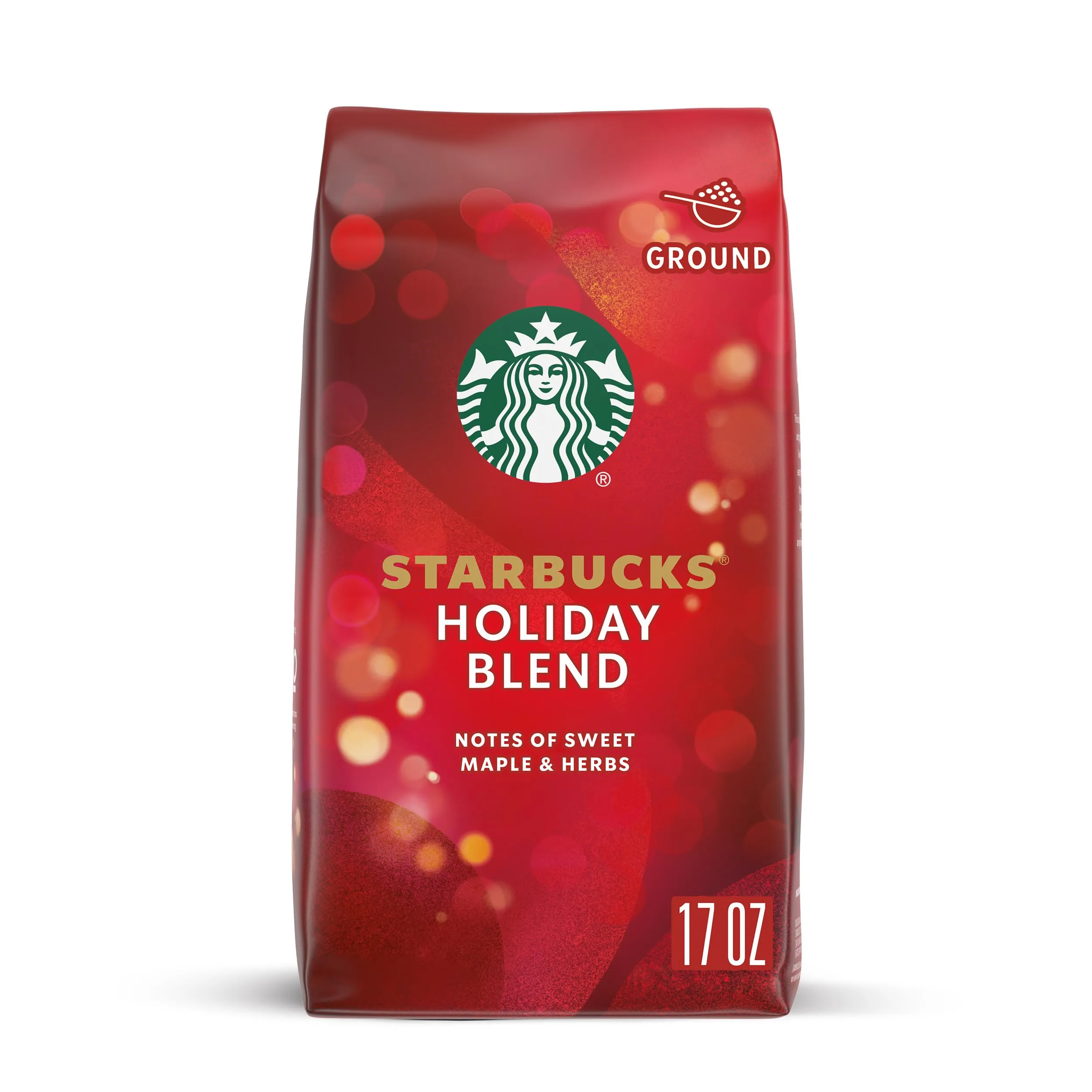 Starbucks Ground Coffee, Medium Roast Coffee, Holiday Blend, 100% Arabica, Limited Edition Holiday Coffee, 1 Bag (17 Oz)