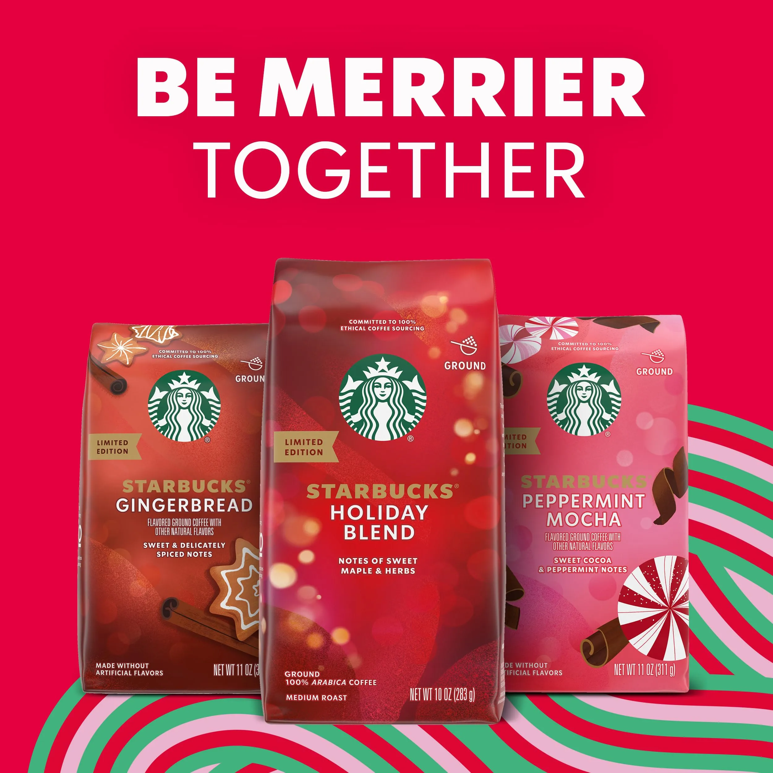 Starbucks Ground Coffee, Medium Roast Coffee, Holiday Blend, 100% Arabica, Limited Edition Holiday Coffee, 1 Bag (17 Oz)