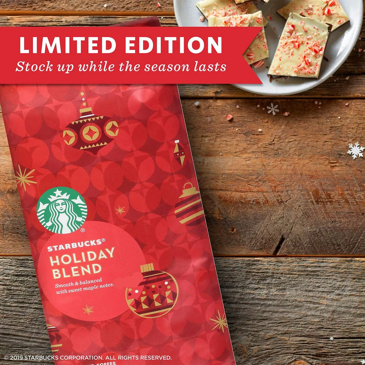 Starbucks Ground Coffee, Medium Roast Coffee, Holiday Blend, 100% Arabica, Limited Edition Holiday Coffee, 1 Bag (17 Oz)