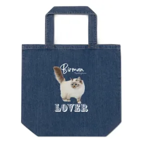 Sustainable denim tote bag, Birman Cat Lover