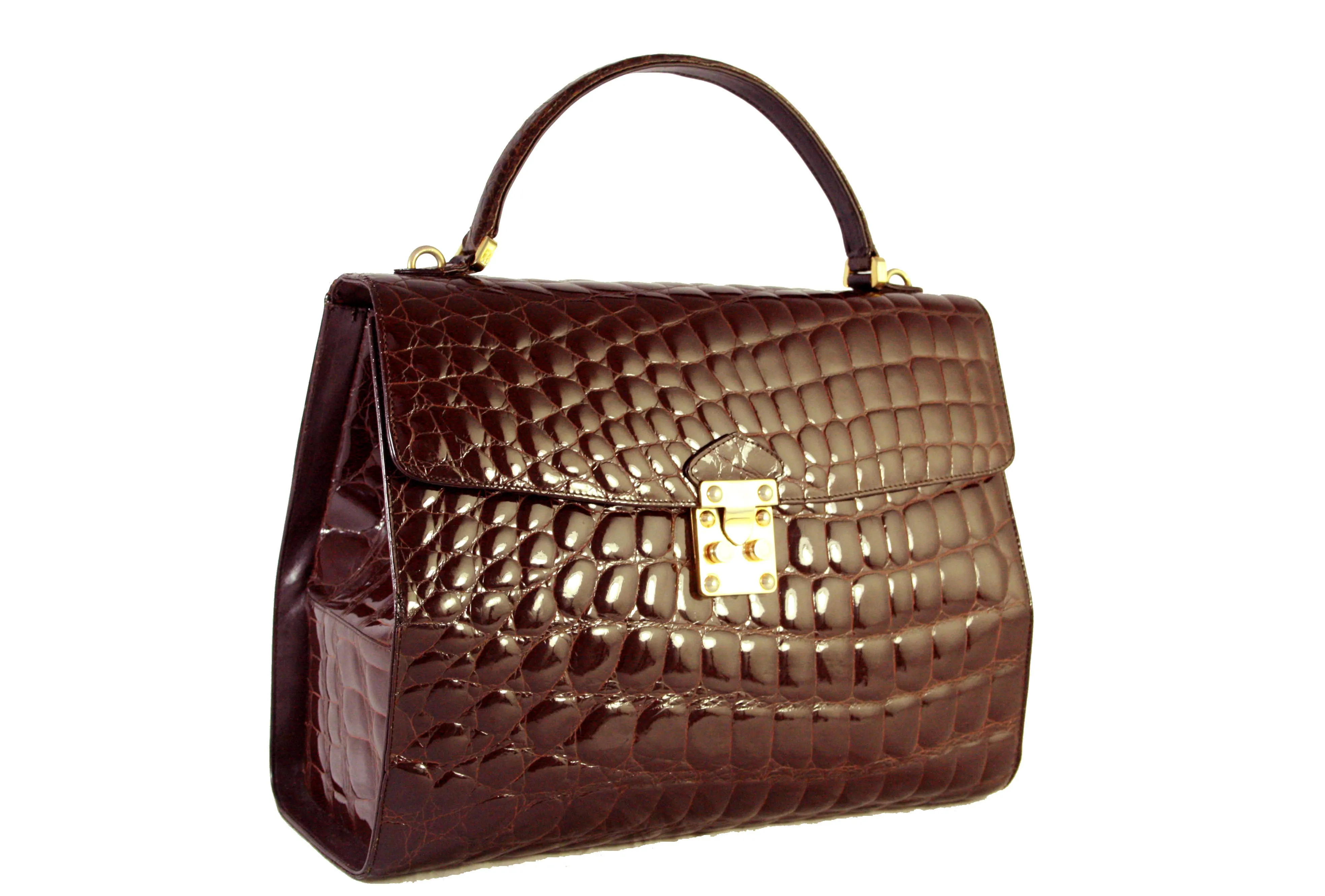 TAIR’S large brown crocodile embossed handbag