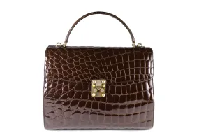 TAIR’S large brown crocodile embossed handbag