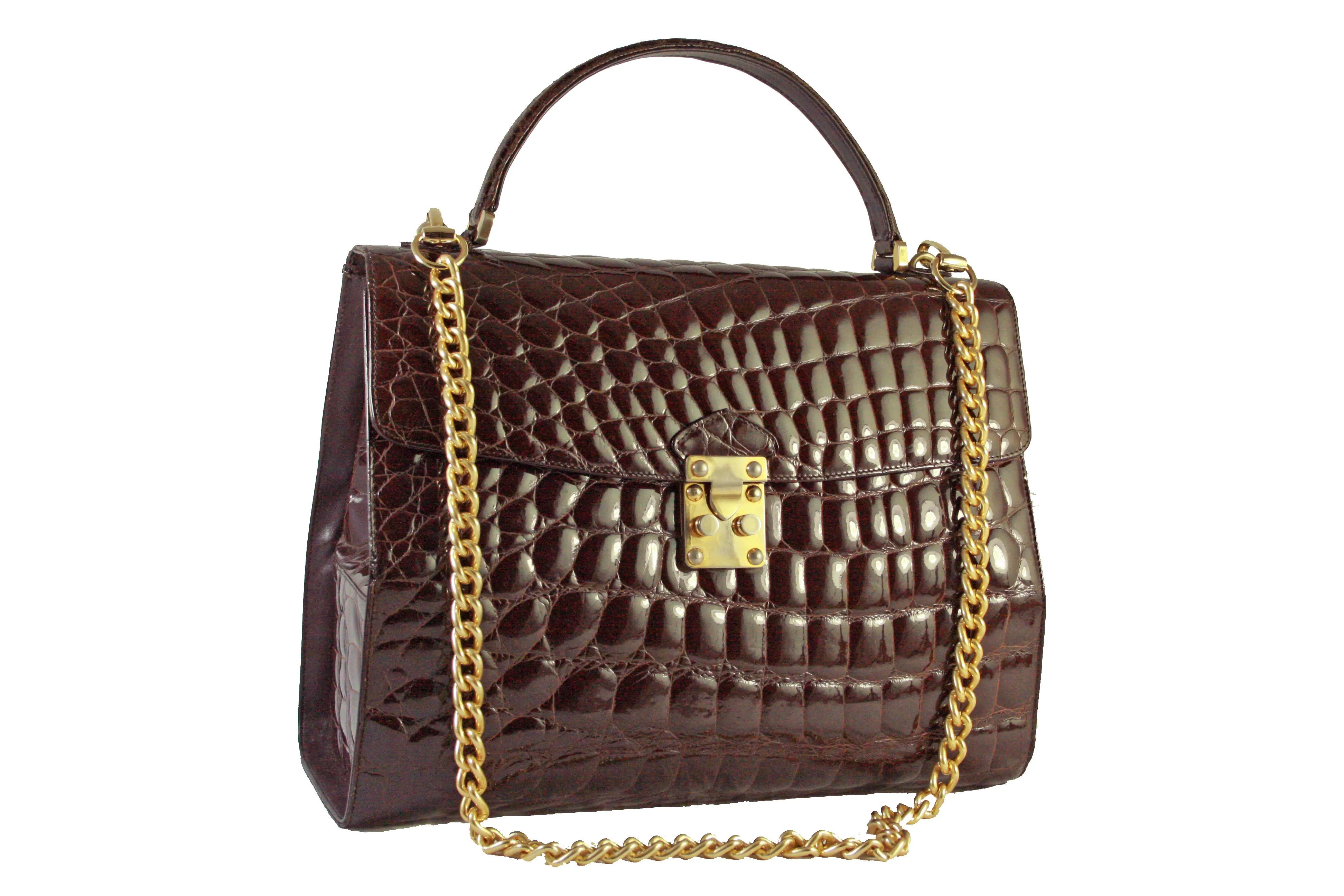 TAIR’S large brown crocodile embossed handbag