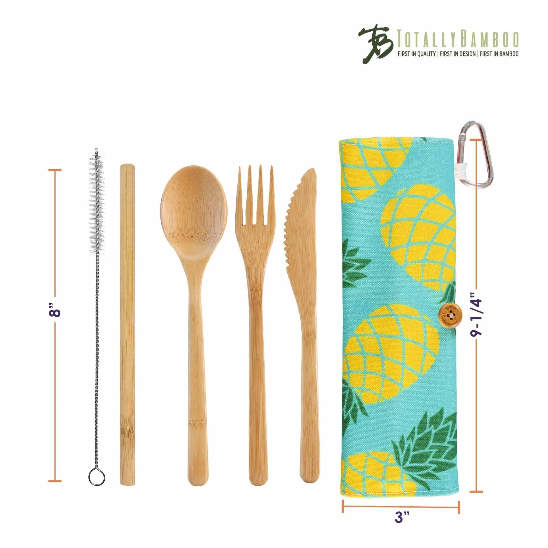 Take-Along Reusable Utensil Set with Pineapple Travel Roll