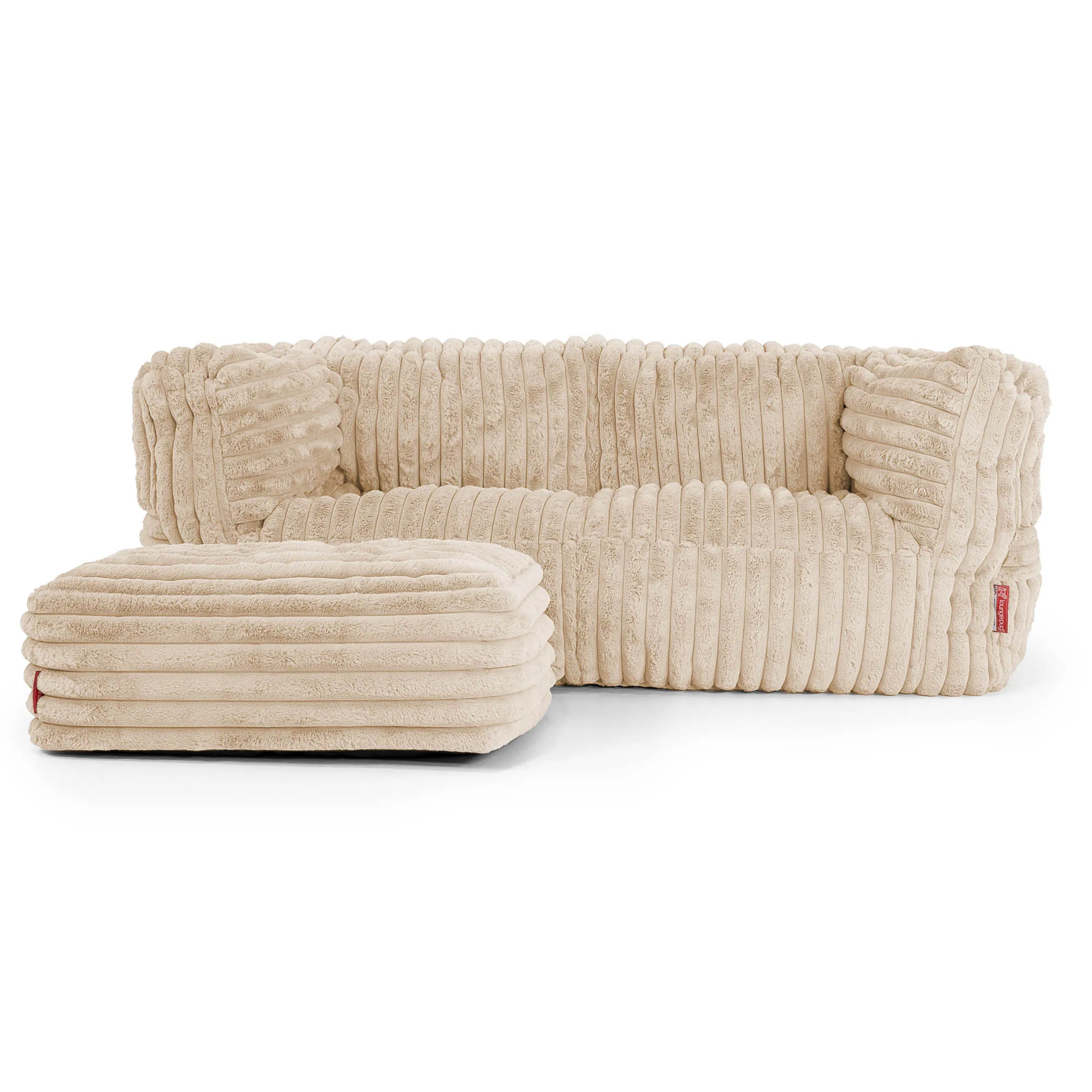 The 2 Seater Albert Sofa Bean Bag - Ultra Plush Cord Peach