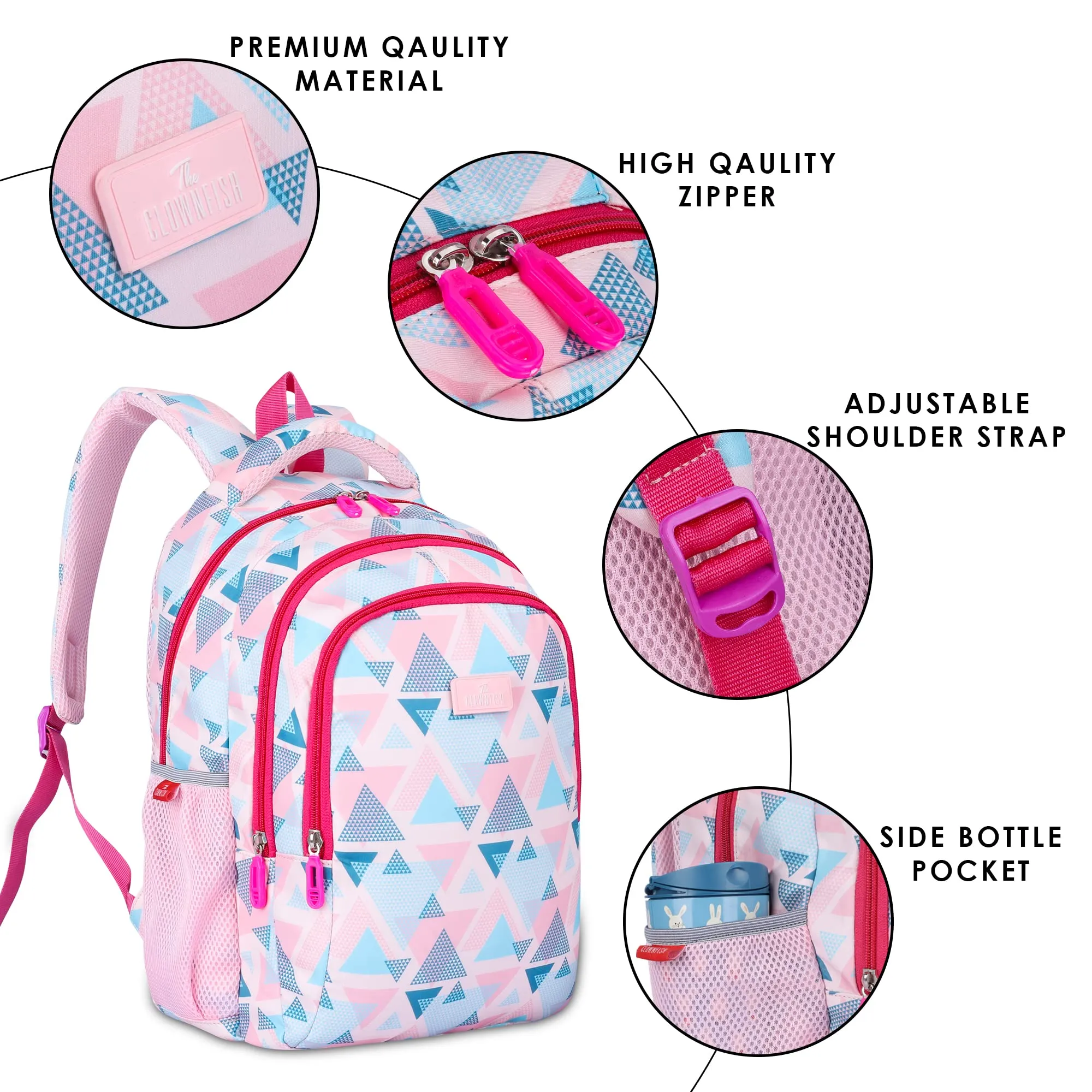 THE CLOWNFISH Scholastic Series Printed Polyester 30 L School Backpack with Pencil/Staionery Pouch School Bag Daypack Picnic Bag For School Going Boys & Girls Age 8-10 years (Blue - Blue)