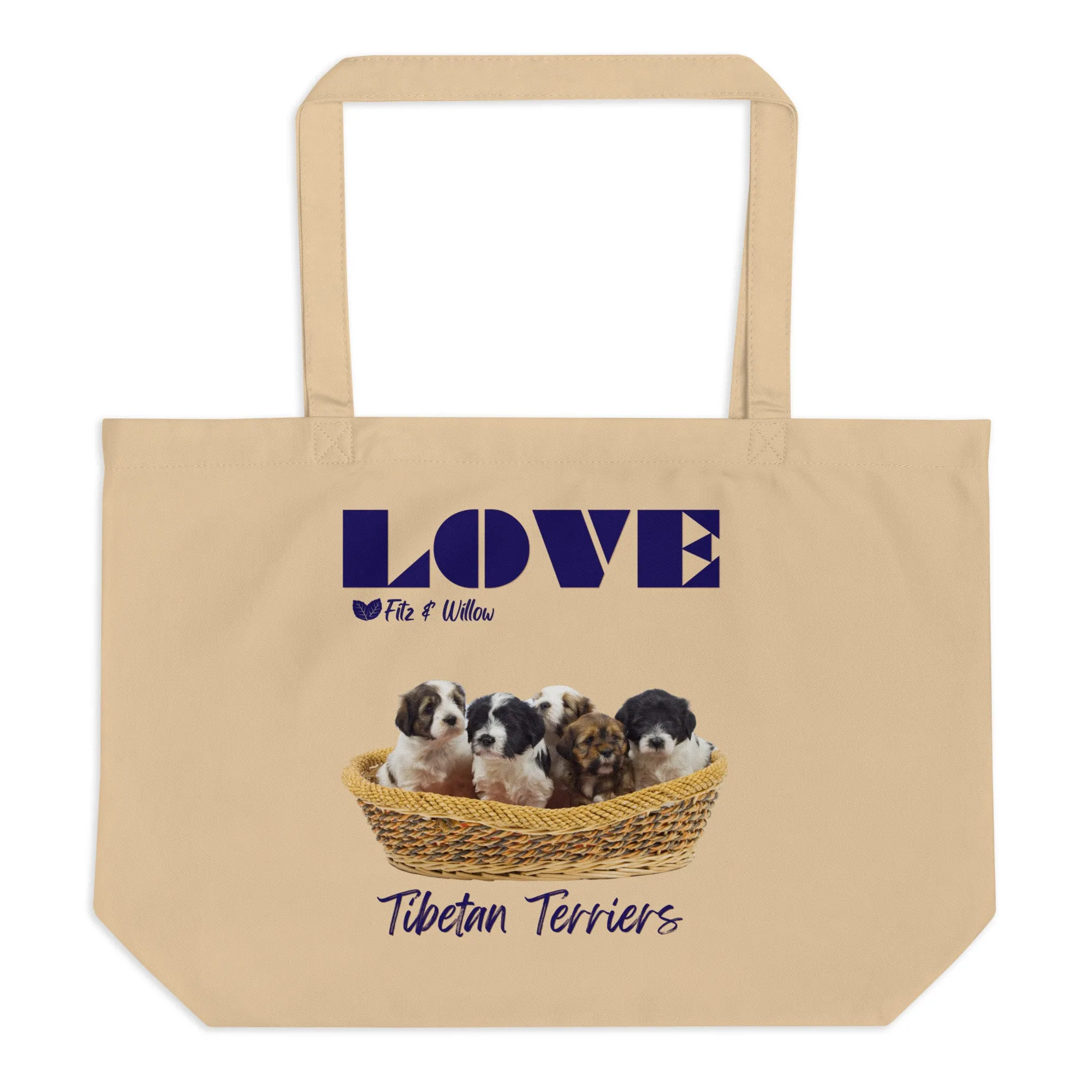 Tibetan Terriers, Large organic tote bag