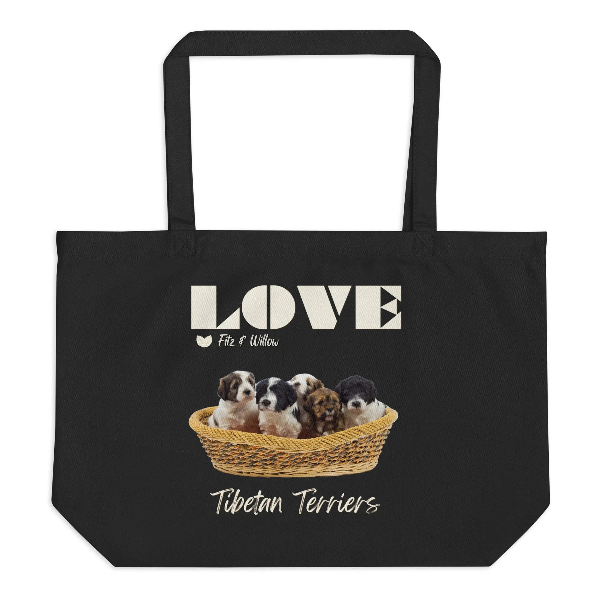 Tibetan Terriers, Large organic tote bag