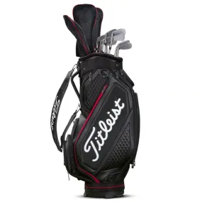 Titleist Jet Black Premium Midsize Staff Bag - Black/Black/Red