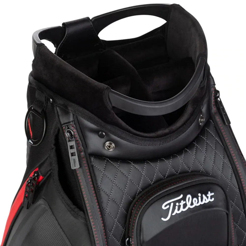 Titleist Jet Black Premium Midsize Staff Bag - Black/Black/Red