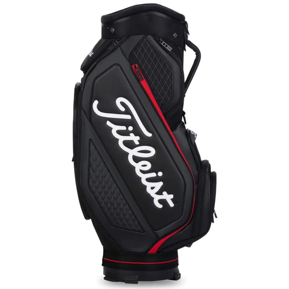 Titleist Jet Black Premium Midsize Staff Bag - Black/Black/Red