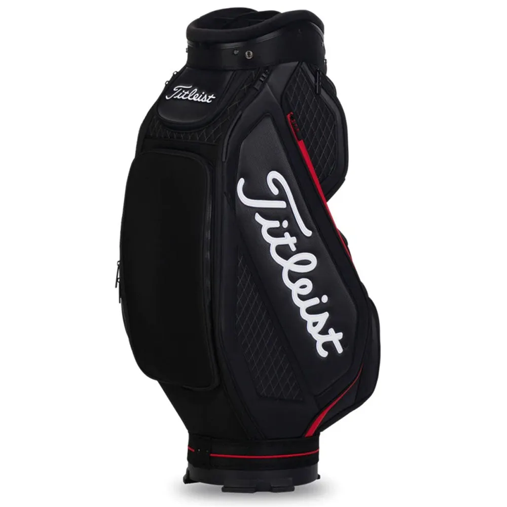 Titleist Jet Black Premium Midsize Staff Bag - Black/Black/Red