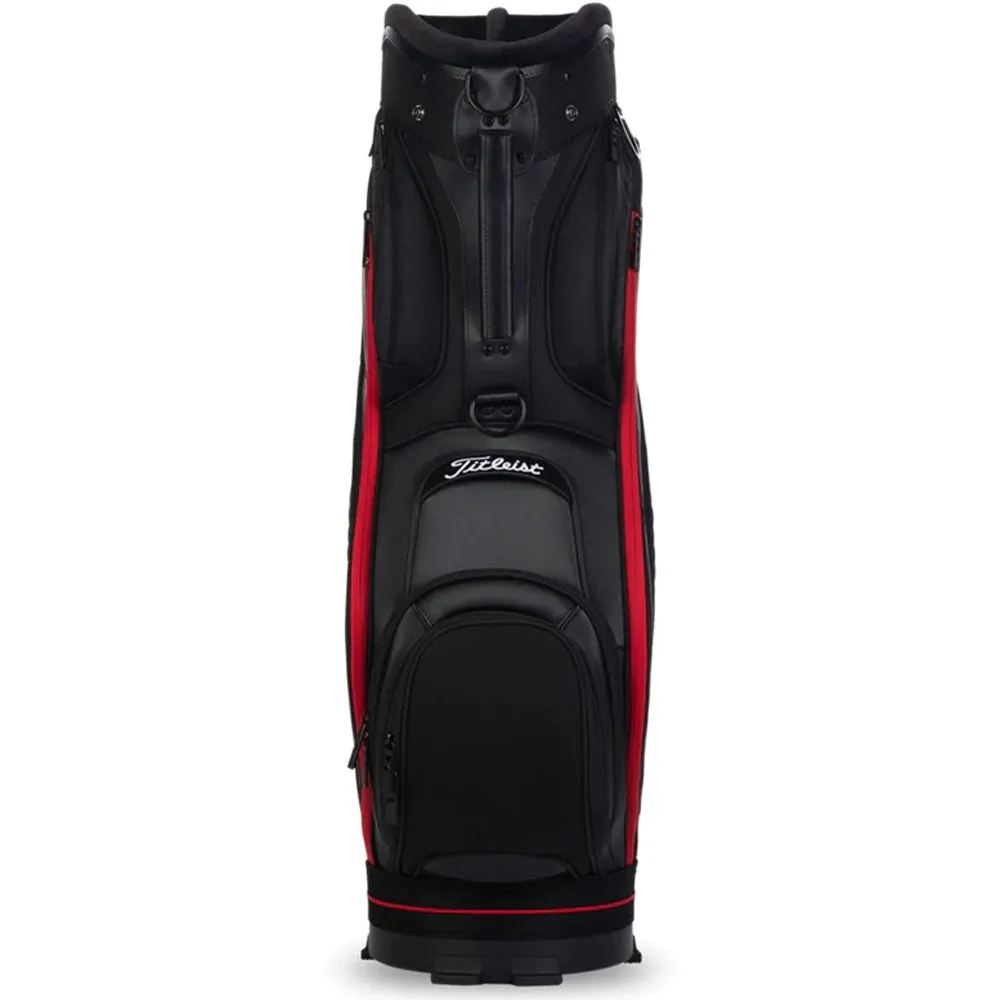 Titleist Jet Black Premium Midsize Staff Bag - Black/Black/Red