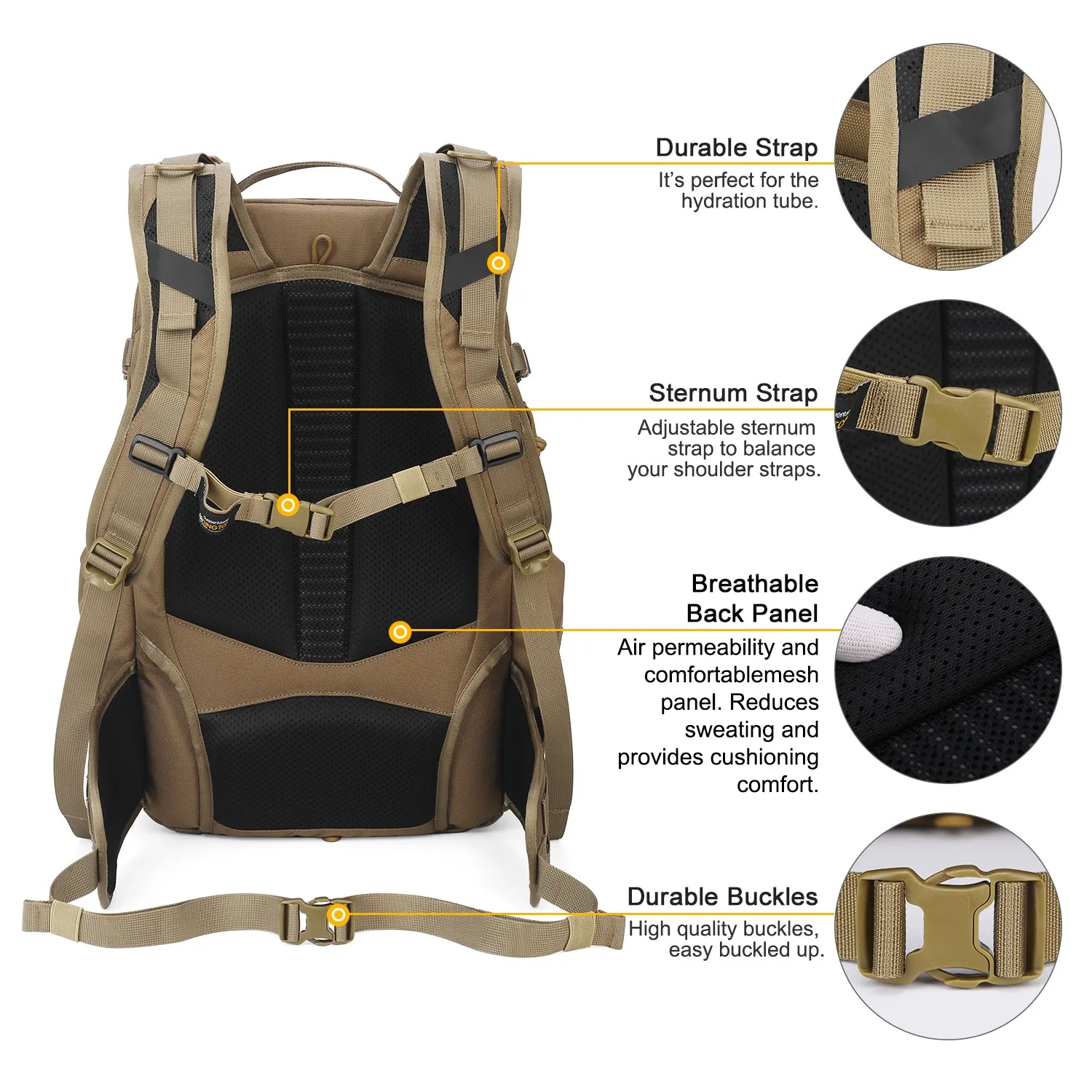 [TM6618] Mardingtop 35L Molle Tactical Military Backpack for Men，Cordura Backpack for Hiking,Camping,Survival