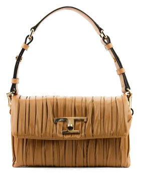 TODS T TIMELESS FLAP BAG IN CAMEL